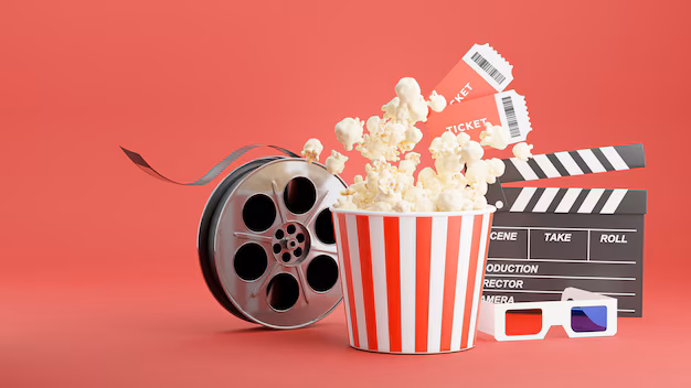 3d render of popcorn with cinema time